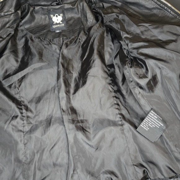 Lock & Love Black Premium Faux Leather Moto Biker Jacket‎ - Size M - New - Picture 6 of 8